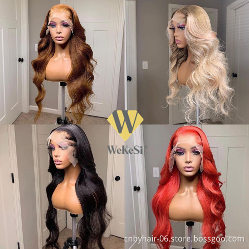 Colored Wigs Human Hair Lace Front,Custom Color Wig For Black Women, #350 Deep Wave Orange Ginger Human Hair Wig